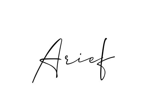 The best way (Allison_Script) to make a short signature is to pick only two or three words in your name. The name Arief include a total of six letters. For converting this name. Arief signature style 2 images and pictures png