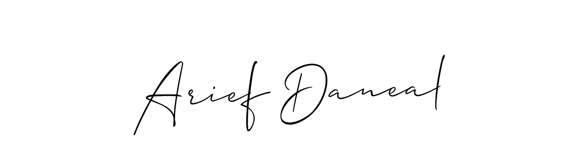 Use a signature maker to create a handwritten signature online. With this signature software, you can design (Allison_Script) your own signature for name Arief Daneal. Arief Daneal signature style 2 images and pictures png