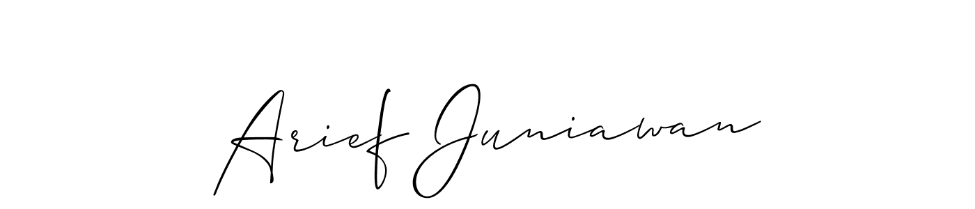 The best way (Allison_Script) to make a short signature is to pick only two or three words in your name. The name Arief Juniawan include a total of six letters. For converting this name. Arief Juniawan signature style 2 images and pictures png