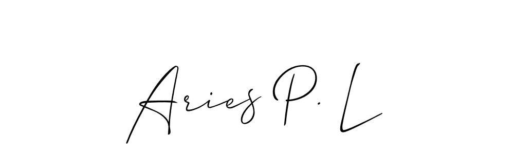 Once you've used our free online signature maker to create your best signature Allison_Script style, it's time to enjoy all of the benefits that Aries P. L name signing documents. Aries P. L signature style 2 images and pictures png