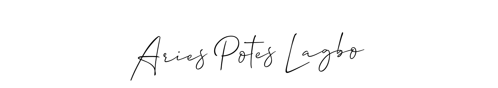 Create a beautiful signature design for name Aries Potes Lagbo. With this signature (Allison_Script) fonts, you can make a handwritten signature for free. Aries Potes Lagbo signature style 2 images and pictures png