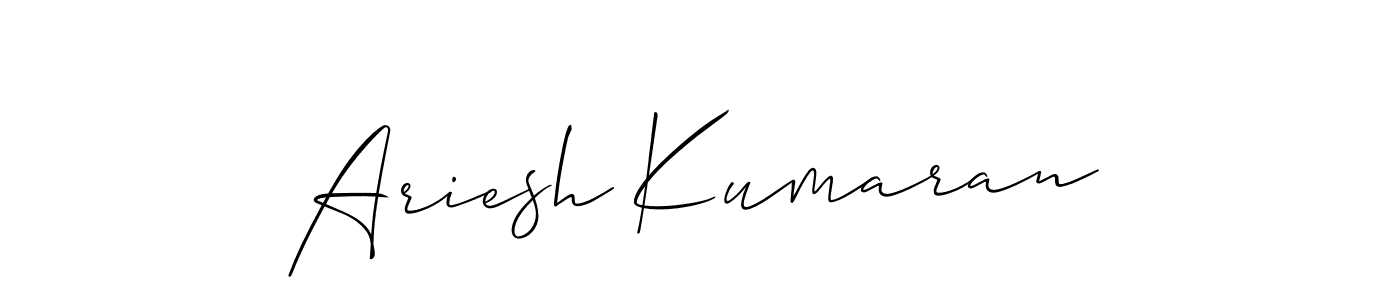 if you are searching for the best signature style for your name Ariesh Kumaran. so please give up your signature search. here we have designed multiple signature styles  using Allison_Script. Ariesh Kumaran signature style 2 images and pictures png