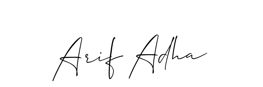 Allison_Script is a professional signature style that is perfect for those who want to add a touch of class to their signature. It is also a great choice for those who want to make their signature more unique. Get Arif Adha name to fancy signature for free. Arif Adha signature style 2 images and pictures png