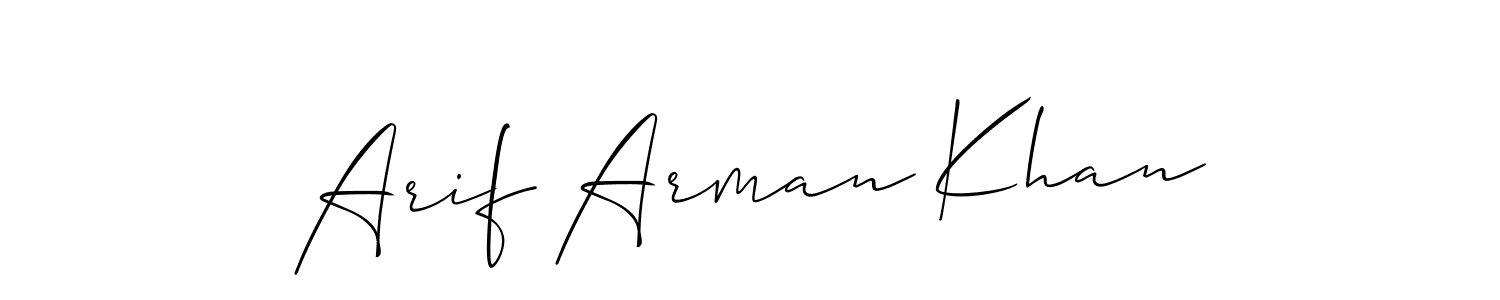 Create a beautiful signature design for name Arif Arman Khan. With this signature (Allison_Script) fonts, you can make a handwritten signature for free. Arif Arman Khan signature style 2 images and pictures png
