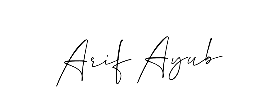 How to make Arif Ayub name signature. Use Allison_Script style for creating short signs online. This is the latest handwritten sign. Arif Ayub signature style 2 images and pictures png