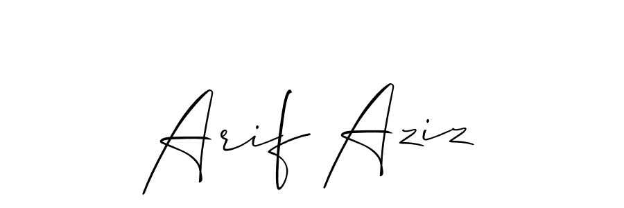 How to make Arif Aziz name signature. Use Allison_Script style for creating short signs online. This is the latest handwritten sign. Arif Aziz signature style 2 images and pictures png