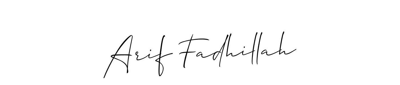 How to make Arif Fadhillah name signature. Use Allison_Script style for creating short signs online. This is the latest handwritten sign. Arif Fadhillah signature style 2 images and pictures png