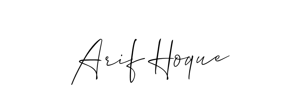 The best way (Allison_Script) to make a short signature is to pick only two or three words in your name. The name Arif Hoque include a total of six letters. For converting this name. Arif Hoque signature style 2 images and pictures png