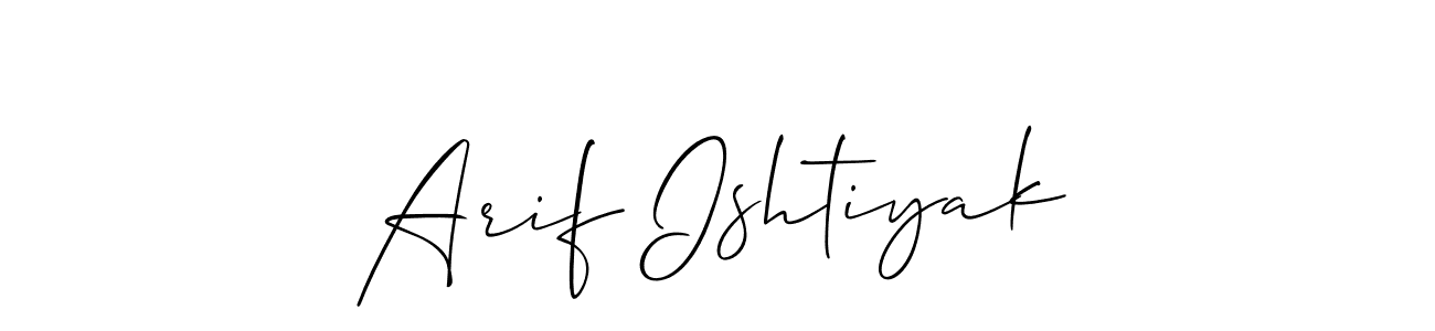 You should practise on your own different ways (Allison_Script) to write your name (Arif Ishtiyak) in signature. don't let someone else do it for you. Arif Ishtiyak signature style 2 images and pictures png