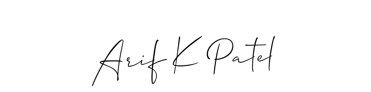 How to make Arif K Patel name signature. Use Allison_Script style for creating short signs online. This is the latest handwritten sign. Arif K Patel signature style 2 images and pictures png