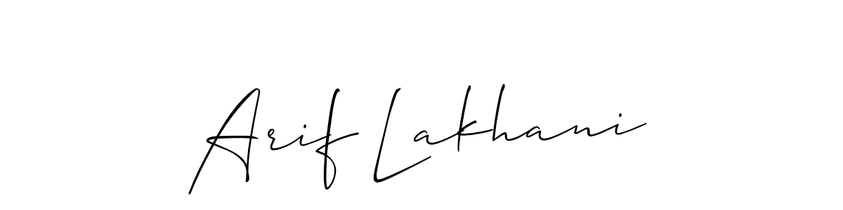 Make a beautiful signature design for name Arif Lakhani. With this signature (Allison_Script) style, you can create a handwritten signature for free. Arif Lakhani signature style 2 images and pictures png