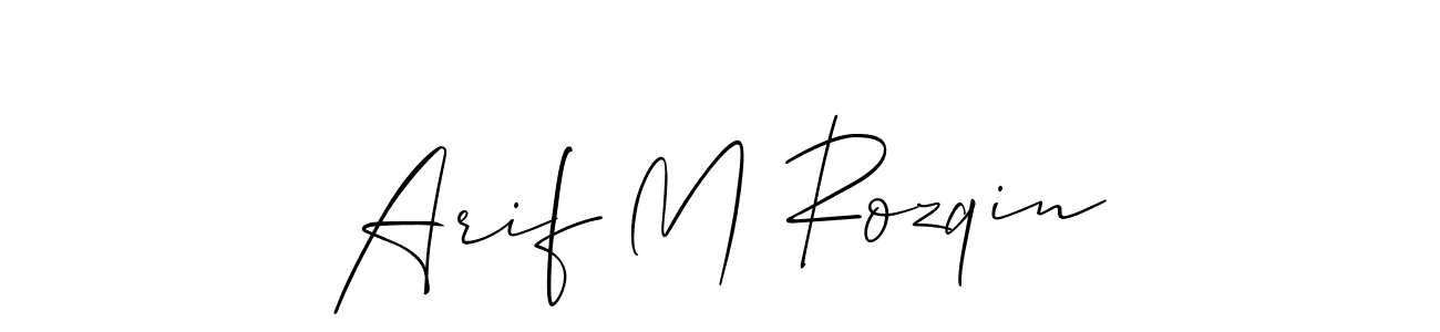if you are searching for the best signature style for your name Arif M Rozqin. so please give up your signature search. here we have designed multiple signature styles  using Allison_Script. Arif M Rozqin signature style 2 images and pictures png