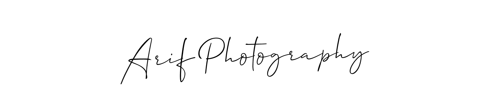 You should practise on your own different ways (Allison_Script) to write your name (Arif Photography) in signature. don't let someone else do it for you. Arif Photography signature style 2 images and pictures png