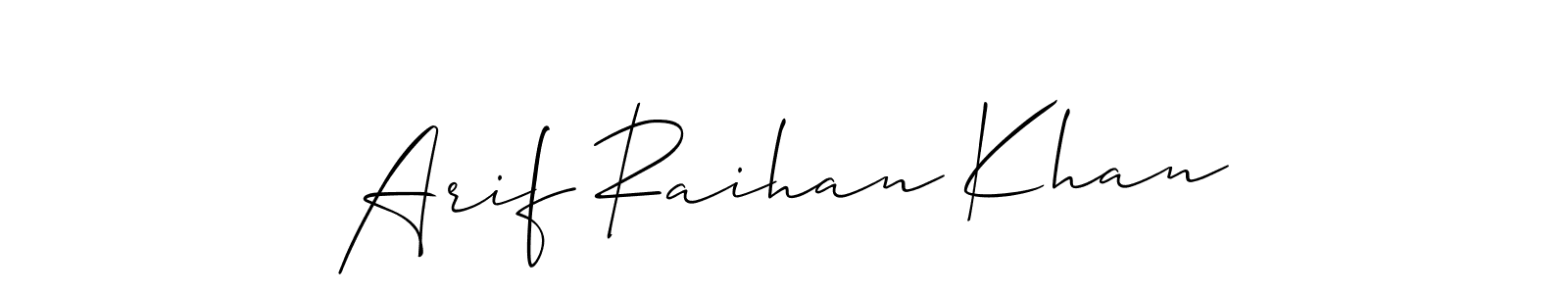 Make a beautiful signature design for name Arif Raihan Khan. With this signature (Allison_Script) style, you can create a handwritten signature for free. Arif Raihan Khan signature style 2 images and pictures png