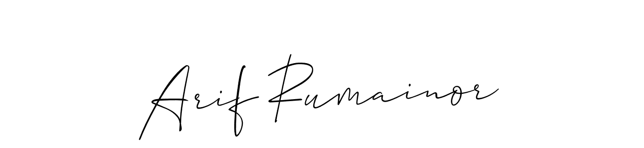 Also we have Arif Rumainor name is the best signature style. Create professional handwritten signature collection using Allison_Script autograph style. Arif Rumainor signature style 2 images and pictures png