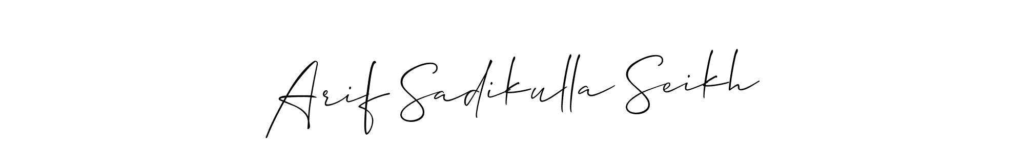 The best way (Allison_Script) to make a short signature is to pick only two or three words in your name. The name Arif Sadikulla Seikh include a total of six letters. For converting this name. Arif Sadikulla Seikh signature style 2 images and pictures png