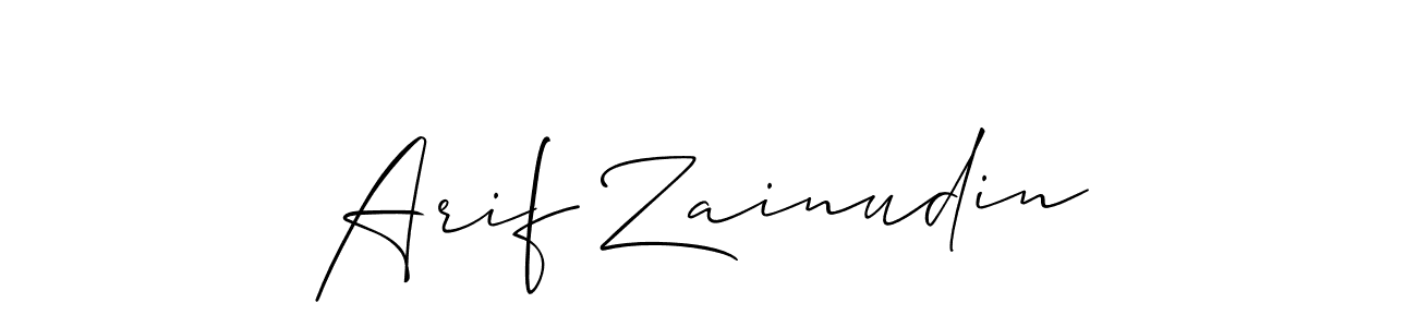 How to make Arif Zainudin name signature. Use Allison_Script style for creating short signs online. This is the latest handwritten sign. Arif Zainudin signature style 2 images and pictures png