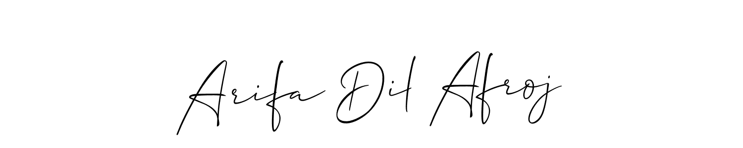 Make a short Arifa Dil Afroj signature style. Manage your documents anywhere anytime using Allison_Script. Create and add eSignatures, submit forms, share and send files easily. Arifa Dil Afroj signature style 2 images and pictures png