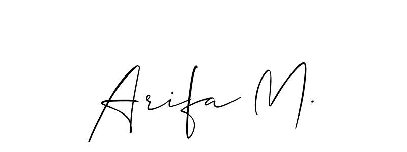 This is the best signature style for the Arifa M. name. Also you like these signature font (Allison_Script). Mix name signature. Arifa M. signature style 2 images and pictures png