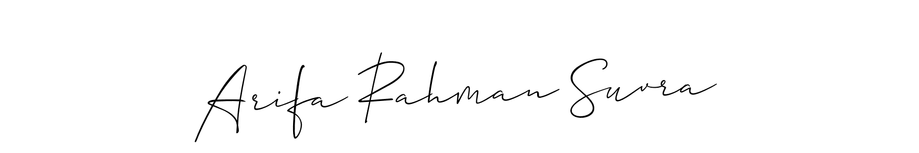 How to make Arifa Rahman Suvra signature? Allison_Script is a professional autograph style. Create handwritten signature for Arifa Rahman Suvra name. Arifa Rahman Suvra signature style 2 images and pictures png