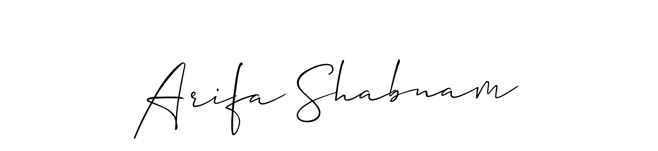 Arifa Shabnam stylish signature style. Best Handwritten Sign (Allison_Script) for my name. Handwritten Signature Collection Ideas for my name Arifa Shabnam. Arifa Shabnam signature style 2 images and pictures png