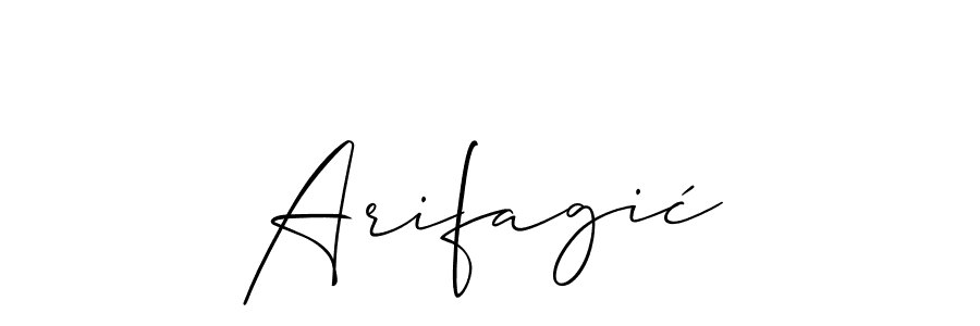 How to make Arifagić name signature. Use Allison_Script style for creating short signs online. This is the latest handwritten sign. Arifagić signature style 2 images and pictures png