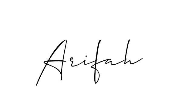 The best way (Allison_Script) to make a short signature is to pick only two or three words in your name. The name Arifah include a total of six letters. For converting this name. Arifah signature style 2 images and pictures png