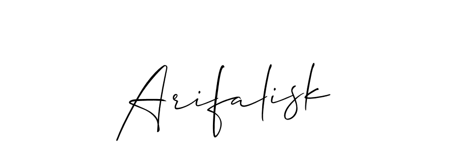 Use a signature maker to create a handwritten signature online. With this signature software, you can design (Allison_Script) your own signature for name Arifalisk. Arifalisk signature style 2 images and pictures png