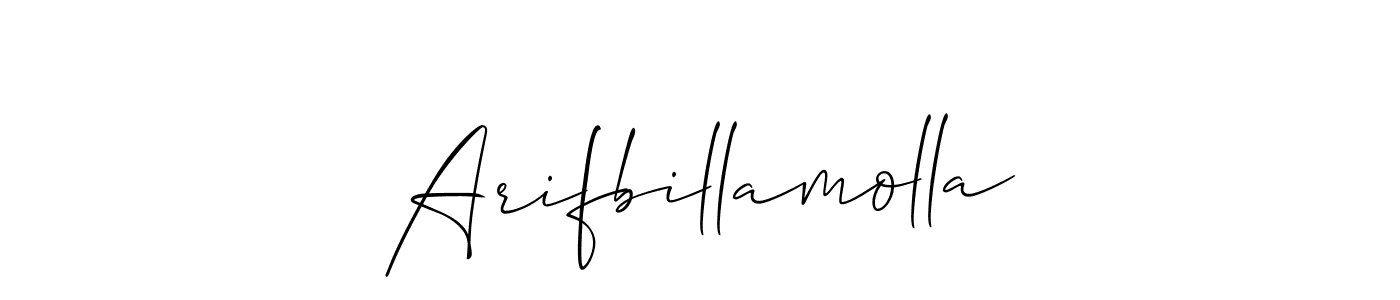 Design your own signature with our free online signature maker. With this signature software, you can create a handwritten (Allison_Script) signature for name Arifbillamolla. Arifbillamolla signature style 2 images and pictures png