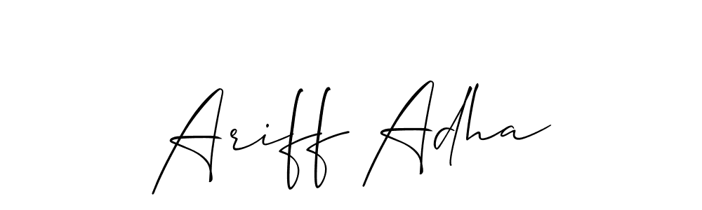 Create a beautiful signature design for name Ariff Adha. With this signature (Allison_Script) fonts, you can make a handwritten signature for free. Ariff Adha signature style 2 images and pictures png
