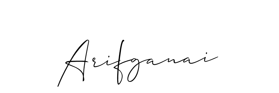 The best way (Allison_Script) to make a short signature is to pick only two or three words in your name. The name Arifganai include a total of six letters. For converting this name. Arifganai signature style 2 images and pictures png