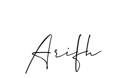 Use a signature maker to create a handwritten signature online. With this signature software, you can design (Allison_Script) your own signature for name Arifh. Arifh signature style 2 images and pictures png