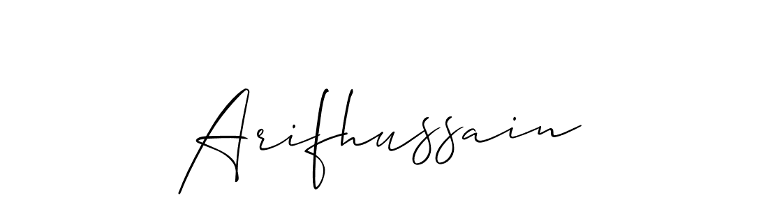 if you are searching for the best signature style for your name Arifhussain. so please give up your signature search. here we have designed multiple signature styles  using Allison_Script. Arifhussain signature style 2 images and pictures png