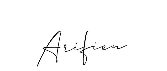 It looks lik you need a new signature style for name Arifien. Design unique handwritten (Allison_Script) signature with our free signature maker in just a few clicks. Arifien signature style 2 images and pictures png