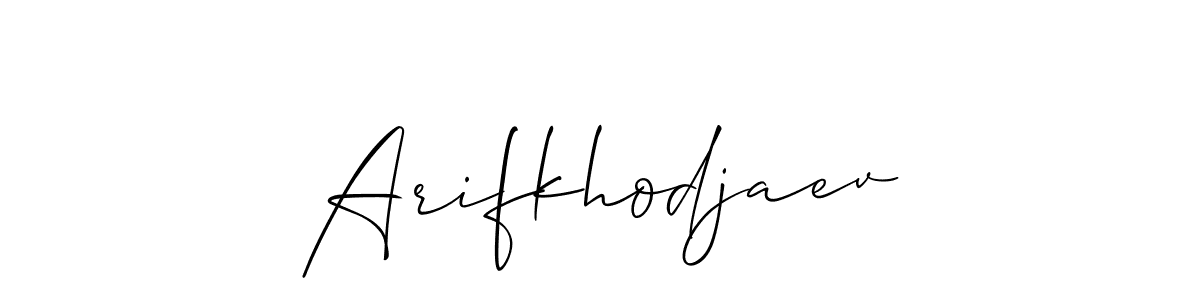How to make Arifkhodjaev name signature. Use Allison_Script style for creating short signs online. This is the latest handwritten sign. Arifkhodjaev signature style 2 images and pictures png