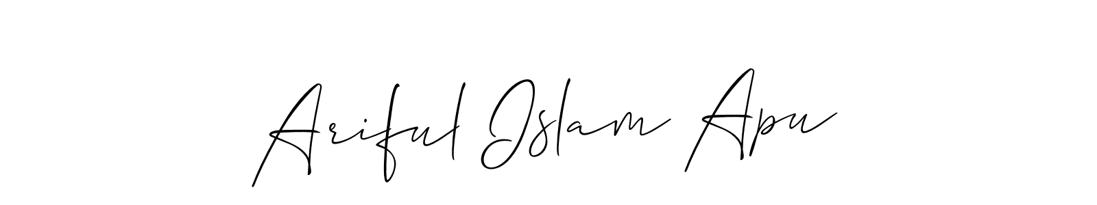 Check out images of Autograph of Ariful Islam Apu name. Actor Ariful Islam Apu Signature Style. Allison_Script is a professional sign style online. Ariful Islam Apu signature style 2 images and pictures png