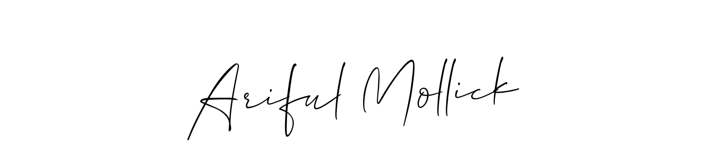 Allison_Script is a professional signature style that is perfect for those who want to add a touch of class to their signature. It is also a great choice for those who want to make their signature more unique. Get Ariful Mollick name to fancy signature for free. Ariful Mollick signature style 2 images and pictures png
