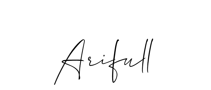 Use a signature maker to create a handwritten signature online. With this signature software, you can design (Allison_Script) your own signature for name Arifull. Arifull signature style 2 images and pictures png