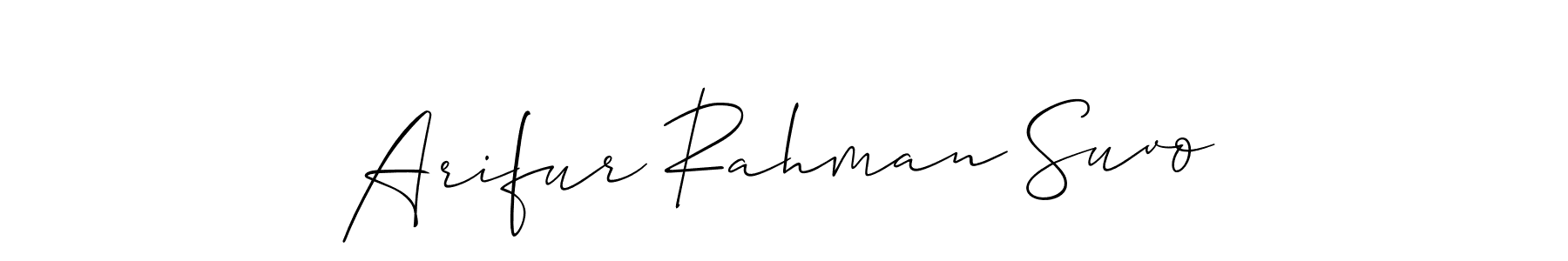 if you are searching for the best signature style for your name Arifur Rahman Suvo. so please give up your signature search. here we have designed multiple signature styles  using Allison_Script. Arifur Rahman Suvo signature style 2 images and pictures png