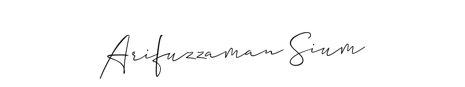 Create a beautiful signature design for name Arifuzzaman Sium. With this signature (Allison_Script) fonts, you can make a handwritten signature for free. Arifuzzaman Sium signature style 2 images and pictures png
