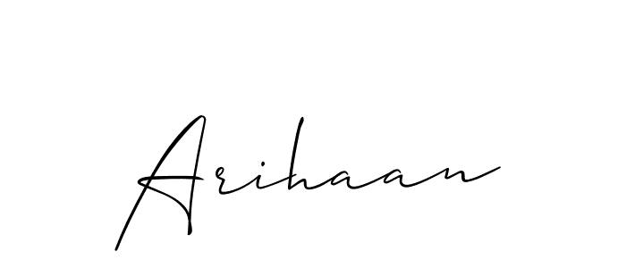 Also we have Arihaan name is the best signature style. Create professional handwritten signature collection using Allison_Script autograph style. Arihaan signature style 2 images and pictures png