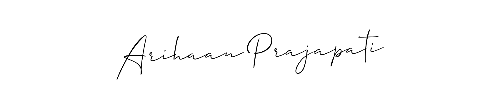 How to Draw Arihaan Prajapati signature style? Allison_Script is a latest design signature styles for name Arihaan Prajapati. Arihaan Prajapati signature style 2 images and pictures png
