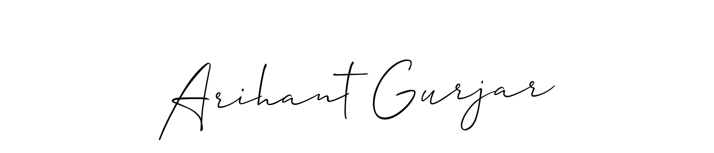 Create a beautiful signature design for name Arihant Gurjar. With this signature (Allison_Script) fonts, you can make a handwritten signature for free. Arihant Gurjar signature style 2 images and pictures png