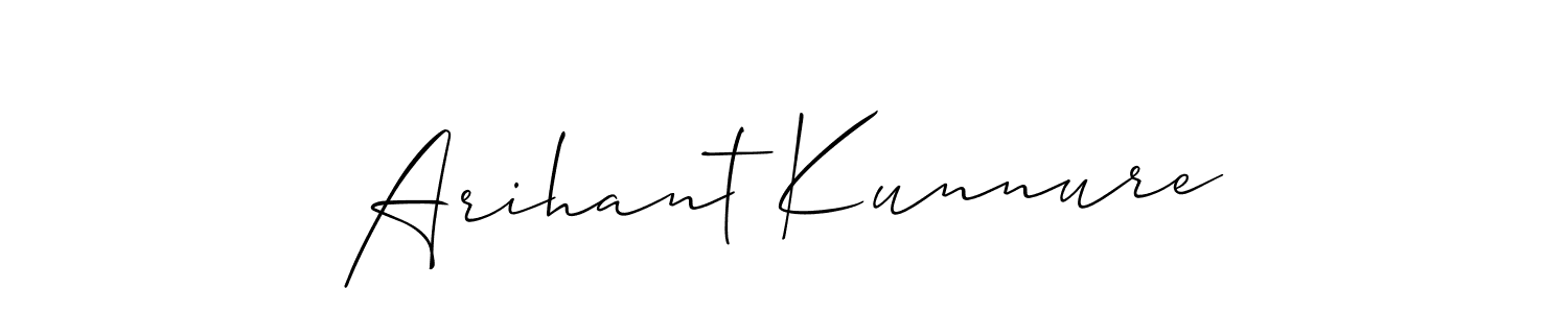 Allison_Script is a professional signature style that is perfect for those who want to add a touch of class to their signature. It is also a great choice for those who want to make their signature more unique. Get Arihant Kunnure name to fancy signature for free. Arihant Kunnure signature style 2 images and pictures png