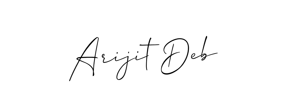 How to make Arijit Deb name signature. Use Allison_Script style for creating short signs online. This is the latest handwritten sign. Arijit Deb signature style 2 images and pictures png