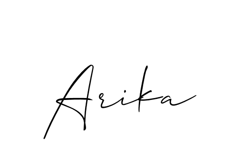 Design your own signature with our free online signature maker. With this signature software, you can create a handwritten (Allison_Script) signature for name Arika. Arika signature style 2 images and pictures png
