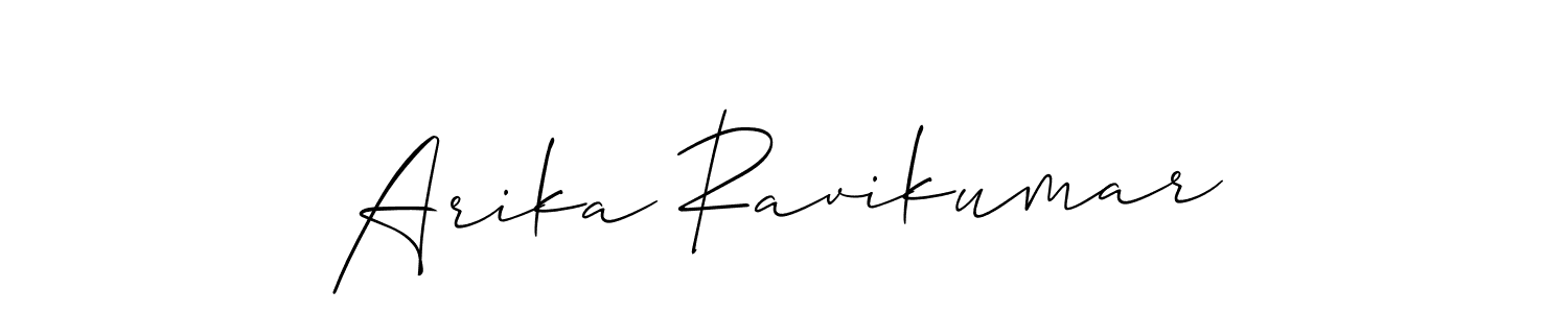 How to make Arika Ravikumar signature? Allison_Script is a professional autograph style. Create handwritten signature for Arika Ravikumar name. Arika Ravikumar signature style 2 images and pictures png