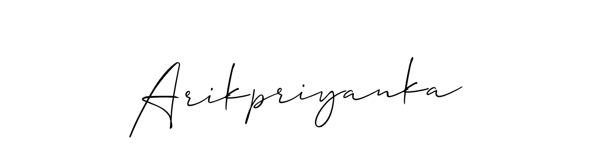 Also You can easily find your signature by using the search form. We will create Arikpriyanka name handwritten signature images for you free of cost using Allison_Script sign style. Arikpriyanka signature style 2 images and pictures png