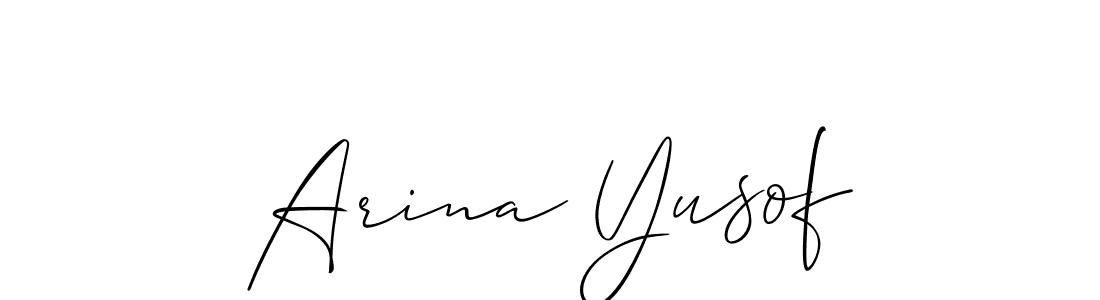 The best way (Allison_Script) to make a short signature is to pick only two or three words in your name. The name Arina Yusof include a total of six letters. For converting this name. Arina Yusof signature style 2 images and pictures png