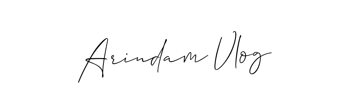 Create a beautiful signature design for name Arindam Vlog. With this signature (Allison_Script) fonts, you can make a handwritten signature for free. Arindam Vlog signature style 2 images and pictures png